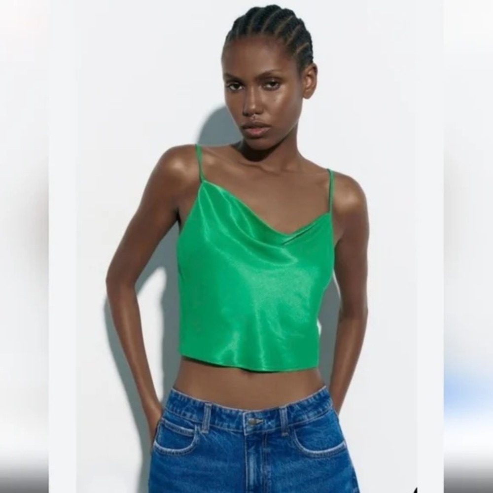 Zara Green Satin Top